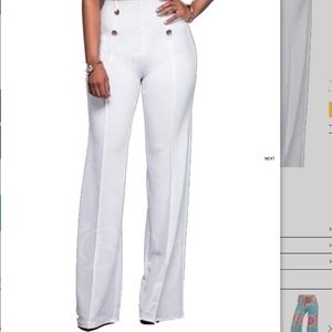 High waisted button wide leg pants
