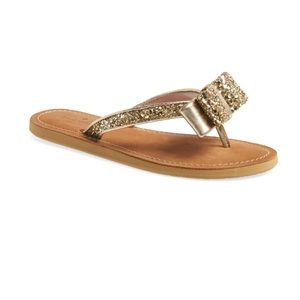 Kate Spade Icarda flip flops in gold glitter
