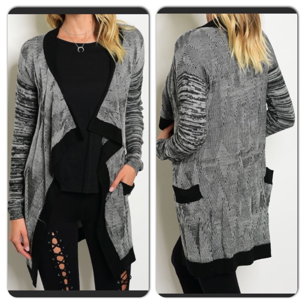 ‼️2 for $25‼️Gorgeous Black & Gray Cardigan Sweater - Picture 3 of 3