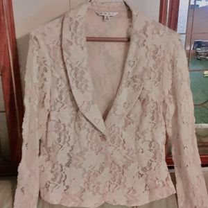 lovely cream colored full sleeve lace blazer