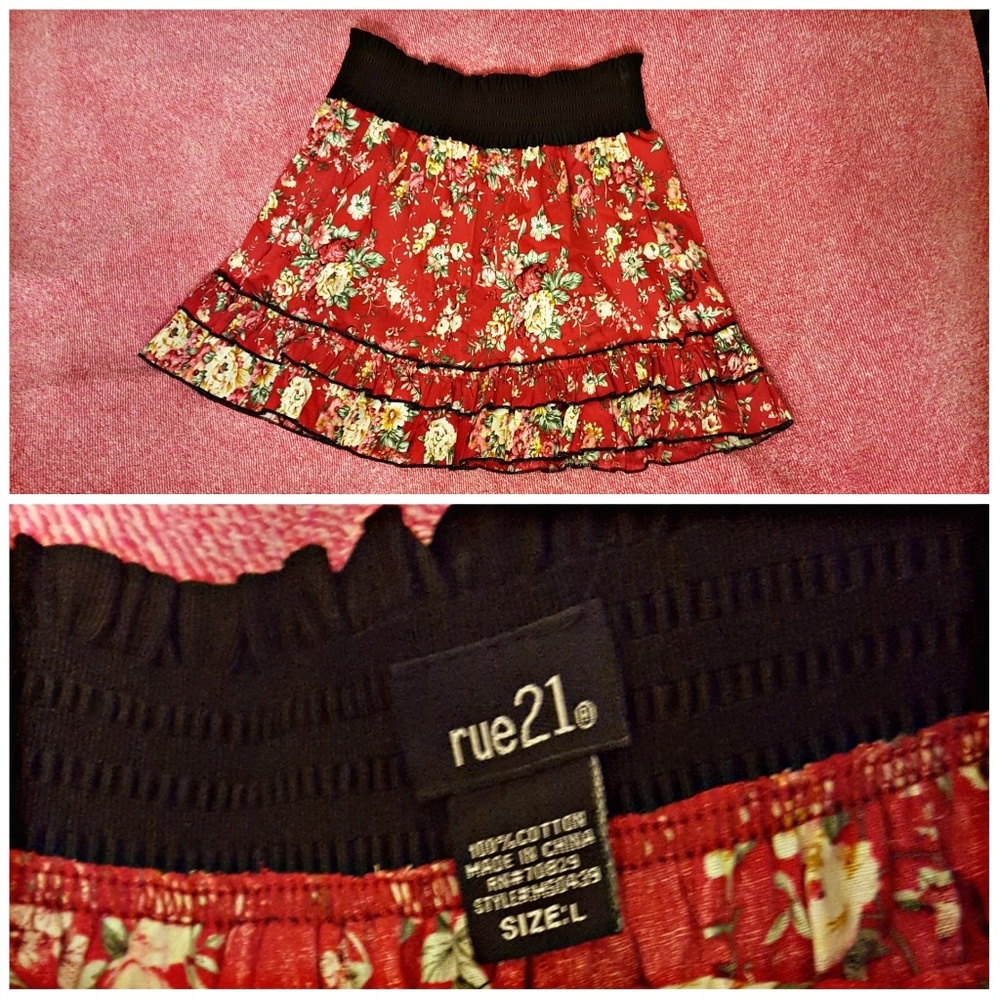 🚫 Spanish Style Red Floral Skirt