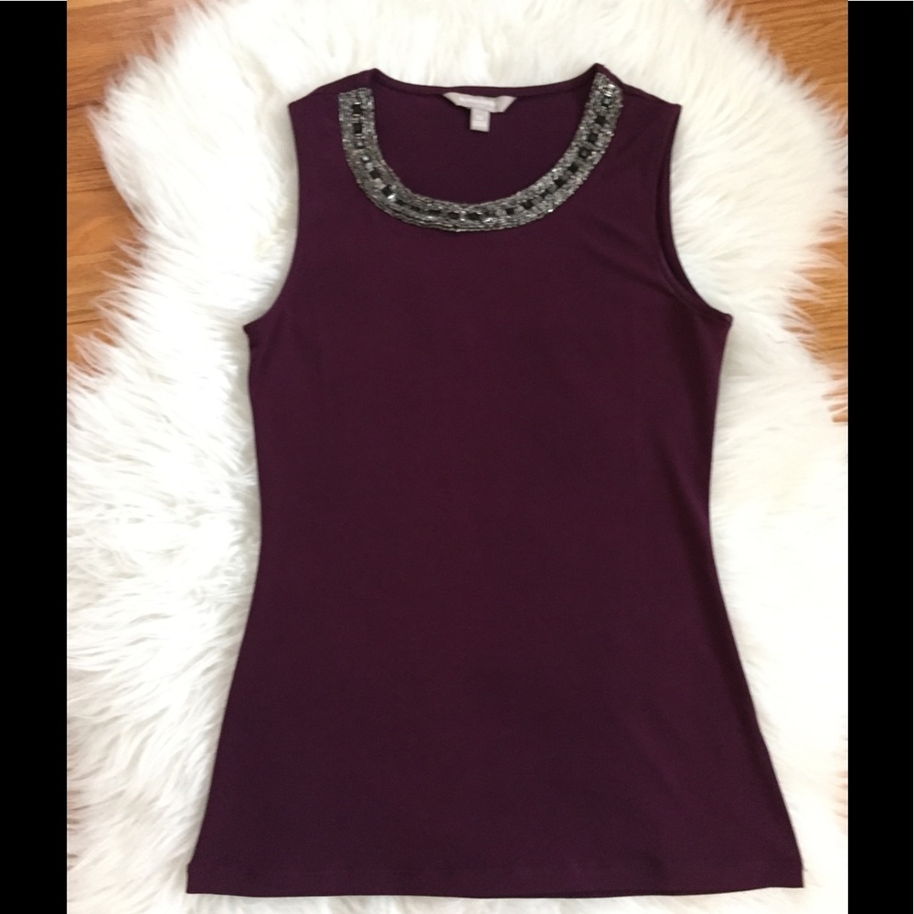 Banana Republic sleeveless top with beaded collar - Picture 2 of 4