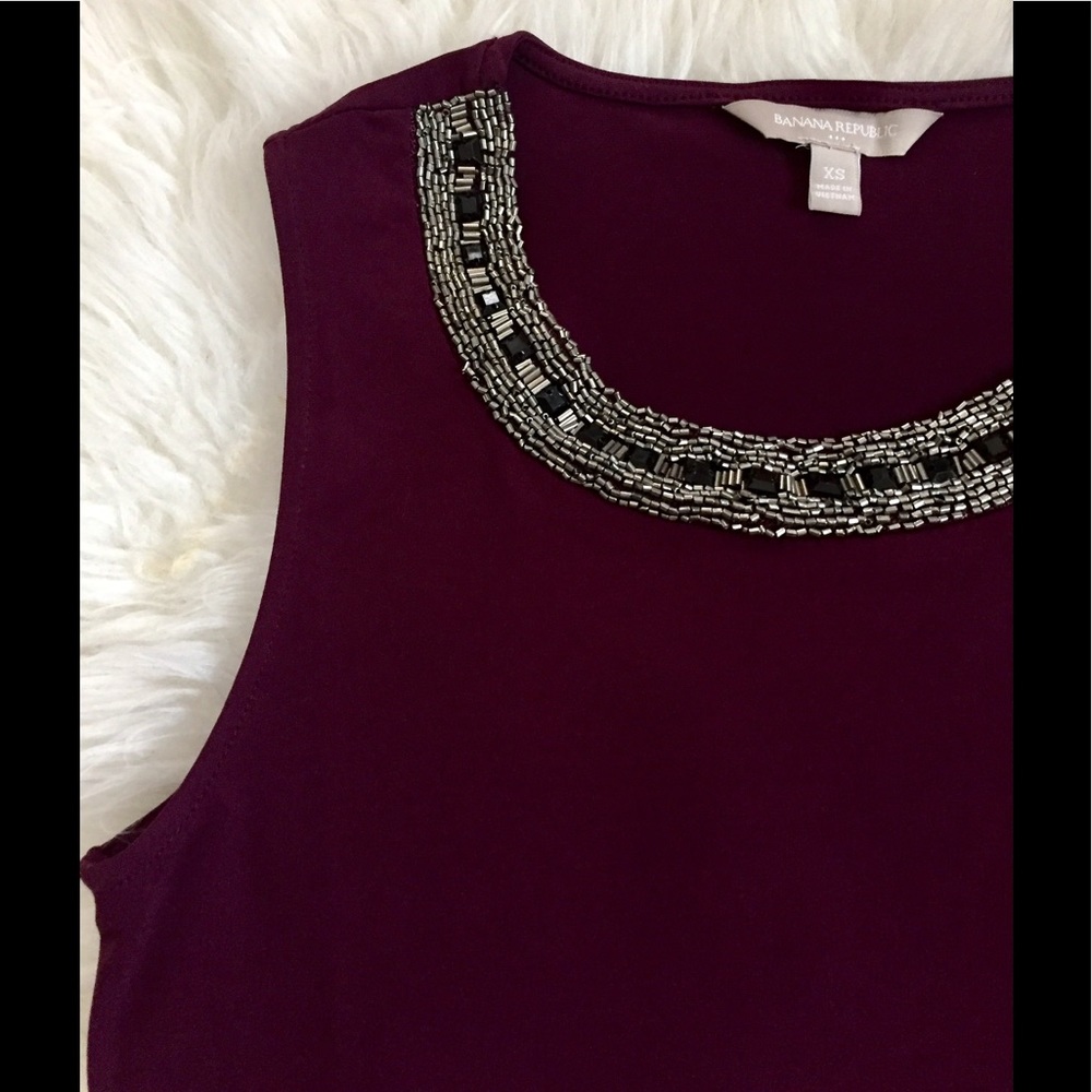 Banana Republic sleeveless top with beaded collar - Picture 1 of 4