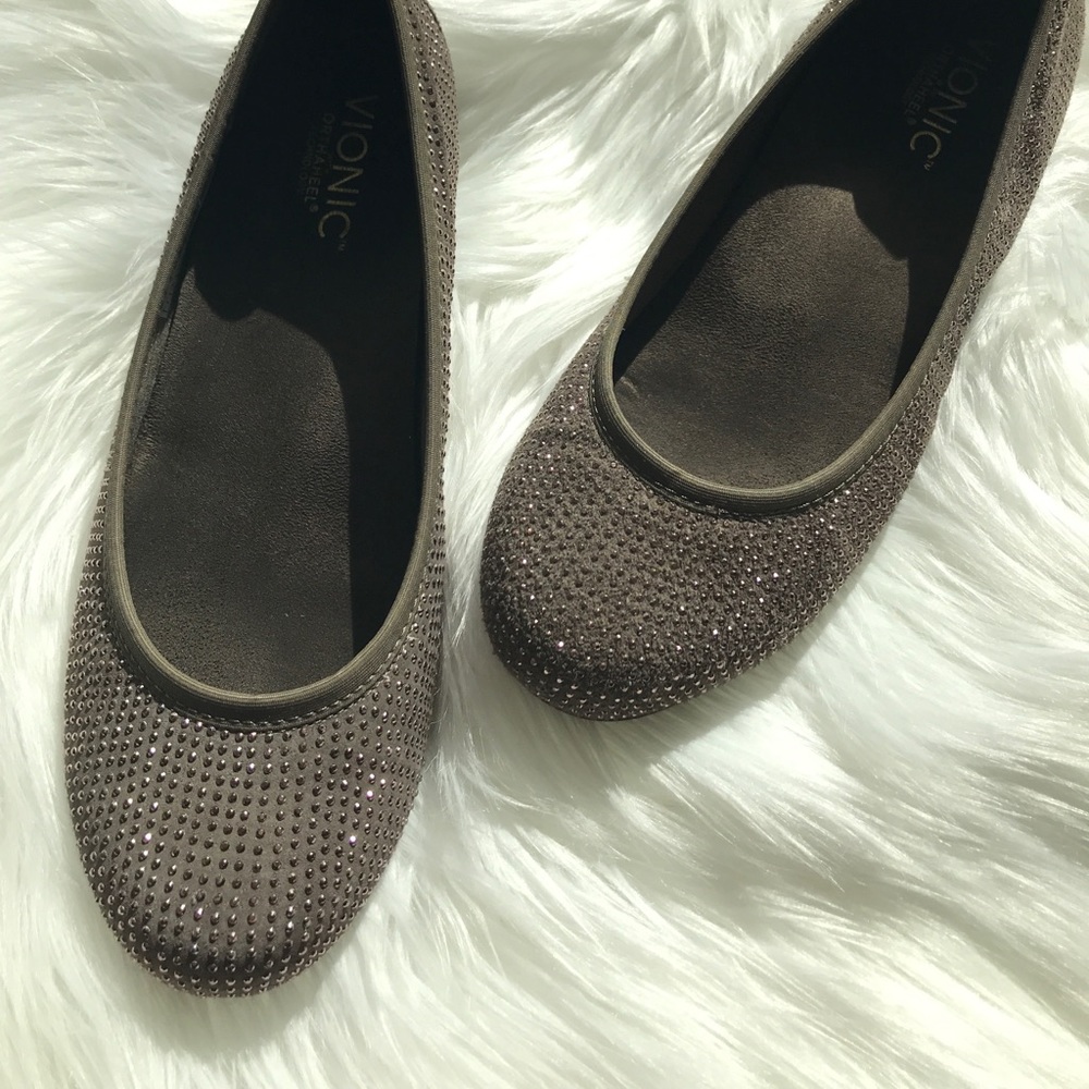 Vionic Sparkle Willow Ballet Flat Taupe Sz 7