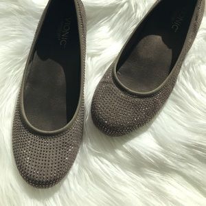 Vionic Sparkle Willow Ballet Flat Taupe Sz 7