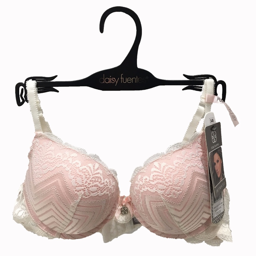 Daisy Fuentes Geo lace bra ivory