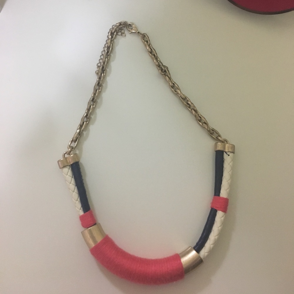 Anthropologie pink/navy/white necklace