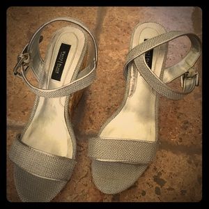 Silver wedge sandals