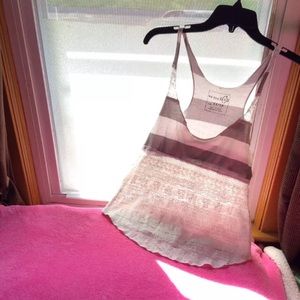 Free People Tan White Stripe Tank Top