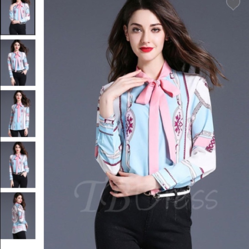 Bowknot long sleeve woman's blouse