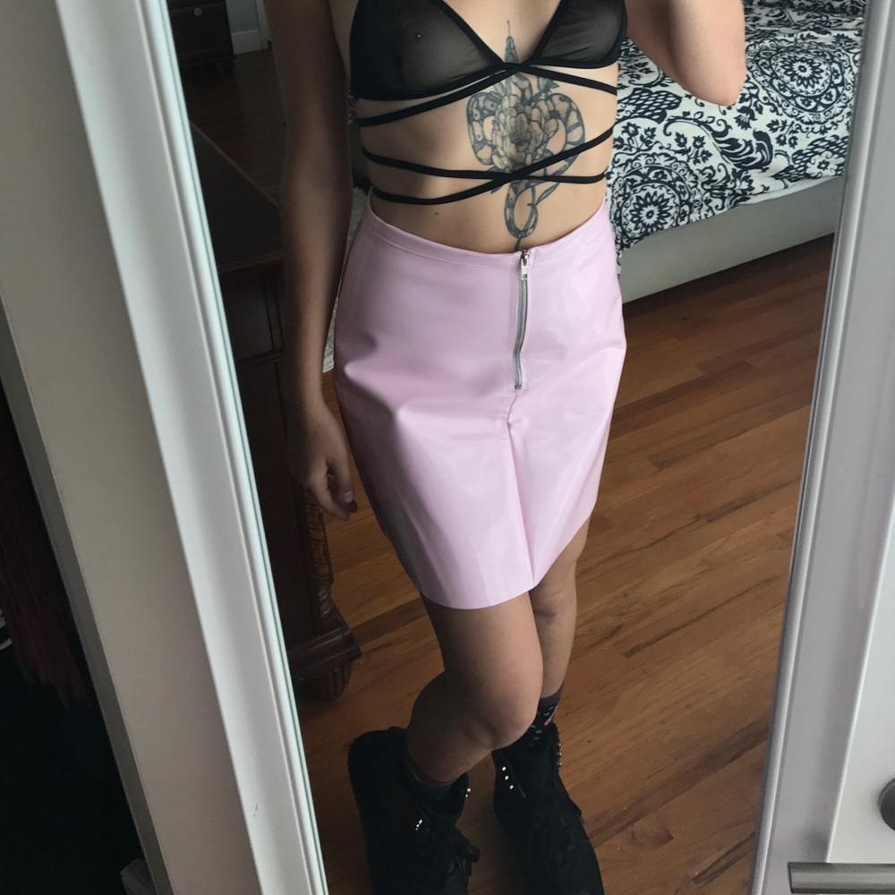 American Apparel Pink Plastic Skirt