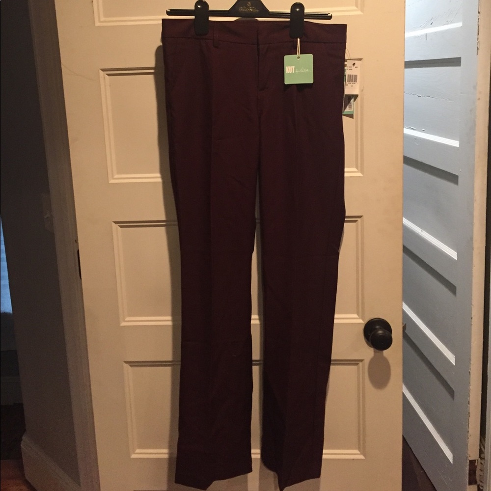 Kut from the Kloth maroon trousers
