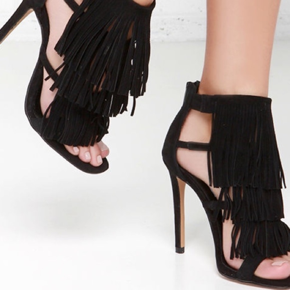 Steve Madden Black Fringe Heels