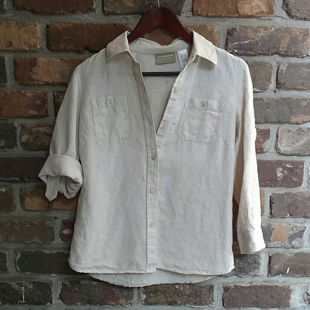 Liz Claiborne-Linen Cardigan with adjustable Sleev