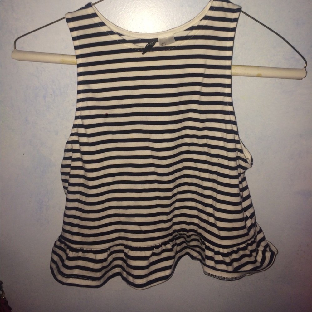 never worn cropped white and navy tank