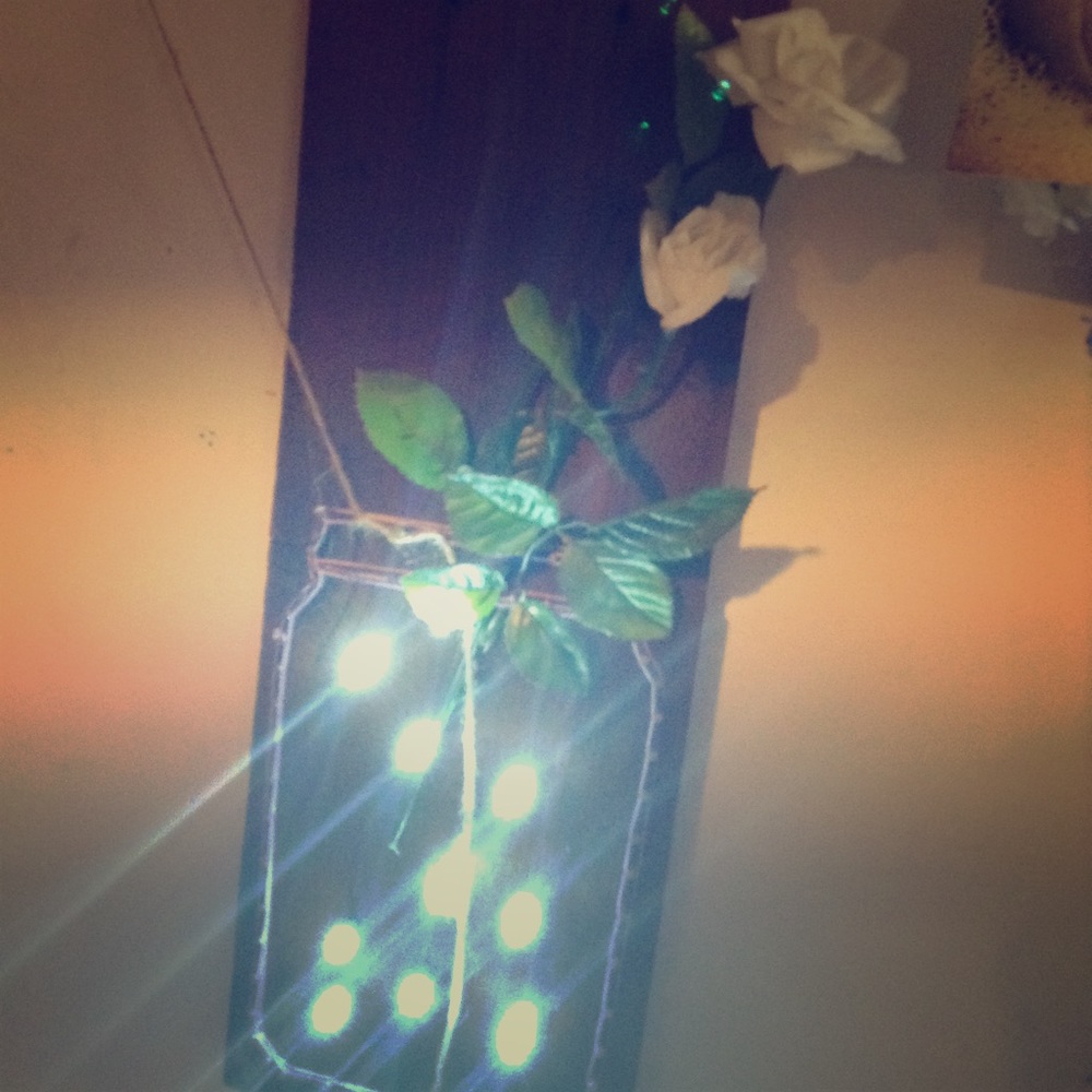 Light up flower vase wood art