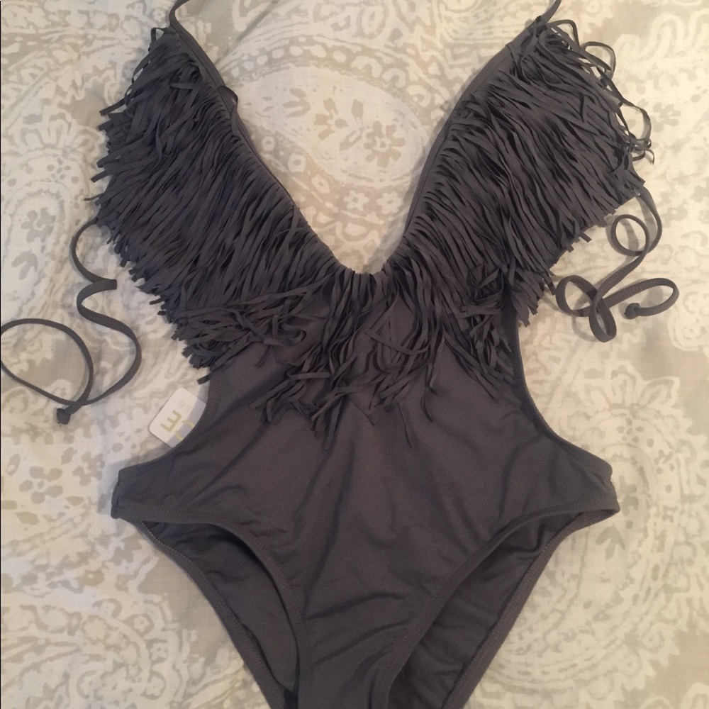 L*Space 1 piece fringe bathing suit !!