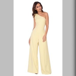 House of CB courvel lemon 1 shoulder jumpsuit sz L