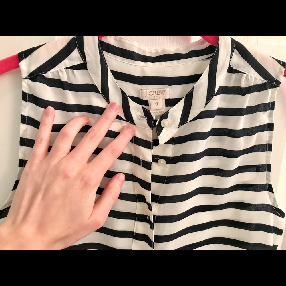 SOLD J. Crew Navy Striped Blouse - Picture 3 of 3