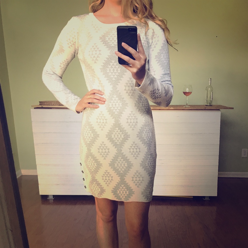 White/Silver Sweater Dress