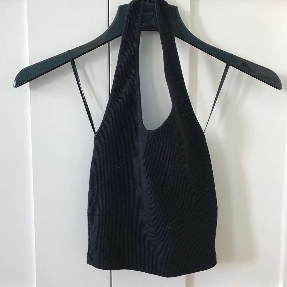 Black halter crop top from Topshop