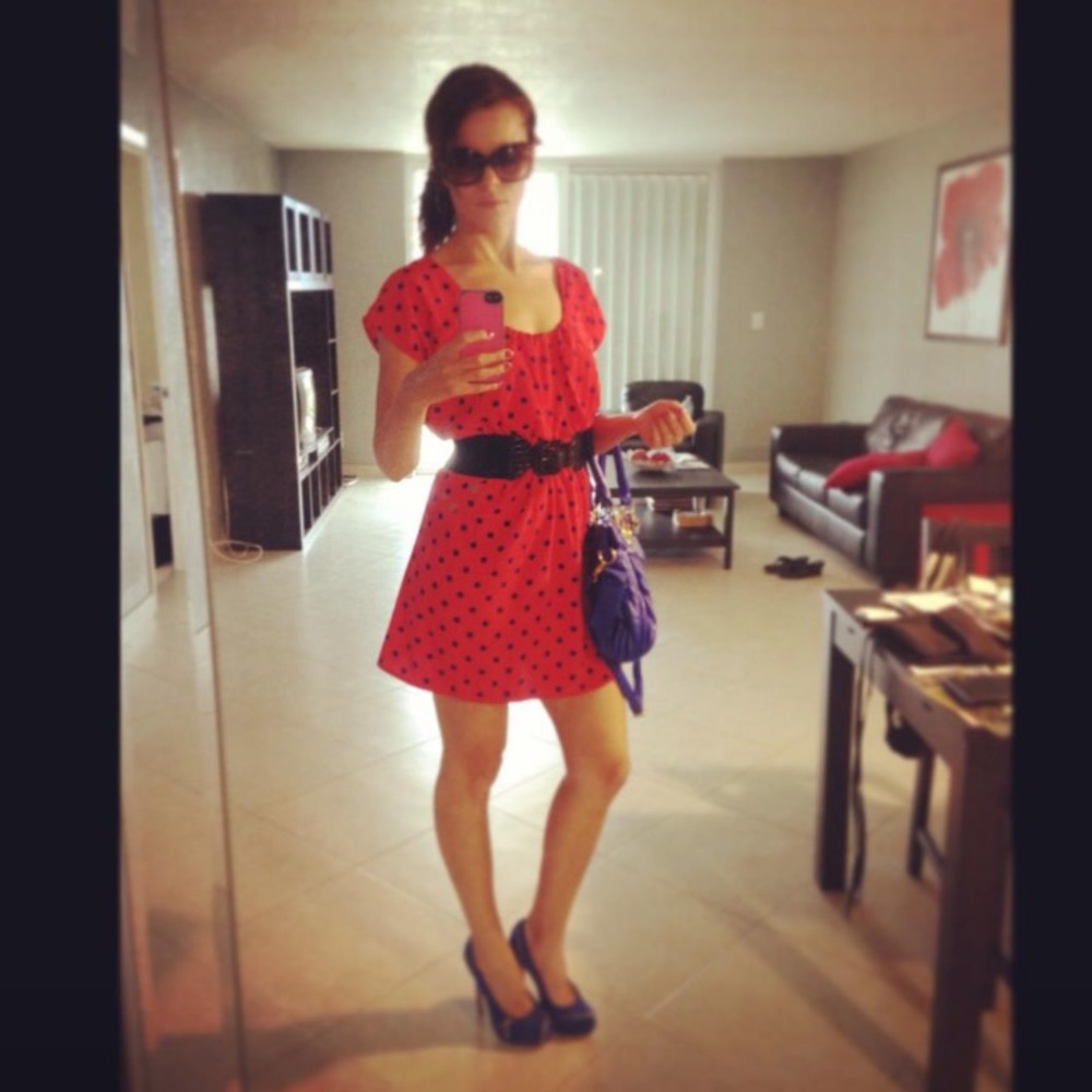 Red polka dot dress
