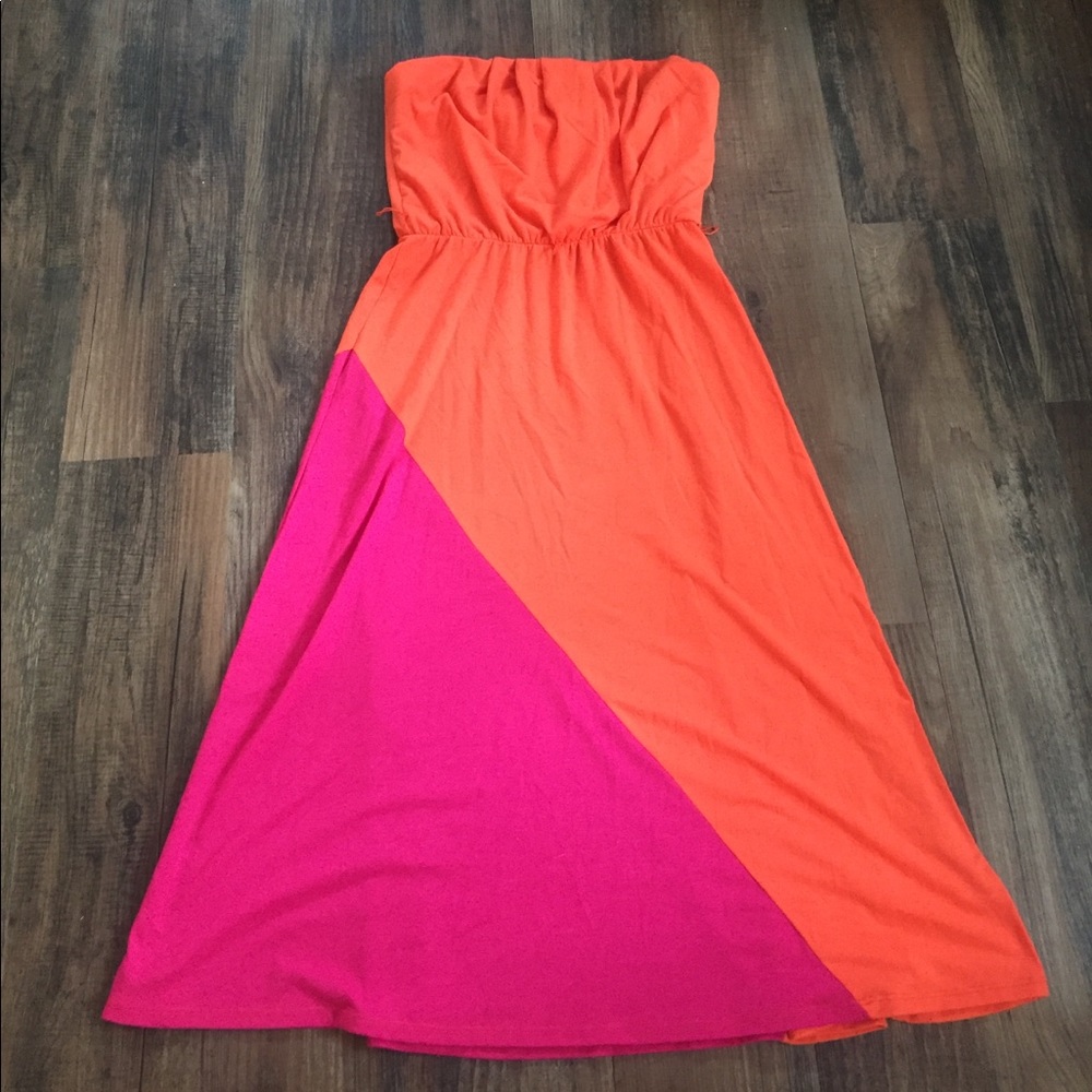 Magenta and orange colorblock maxi