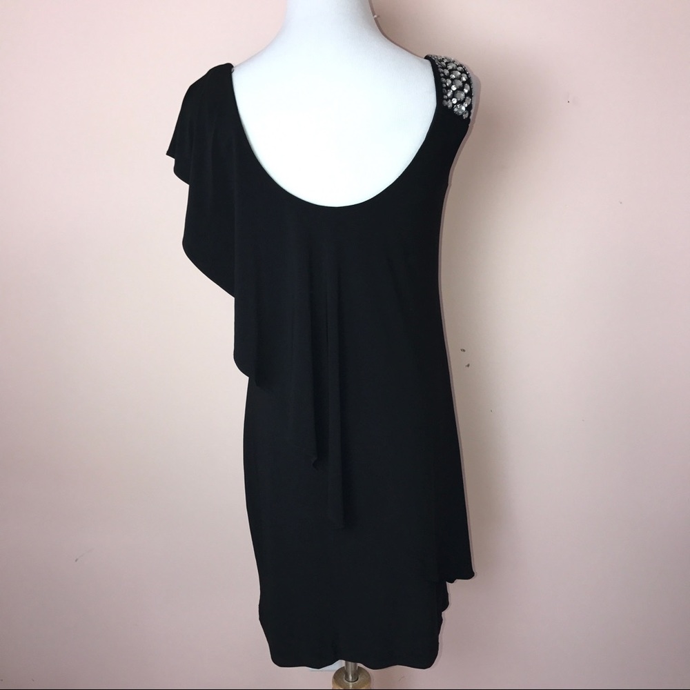 Betsy & Adam Dress Size 4 Black Rhinestone Strap - Picture 5 of 7