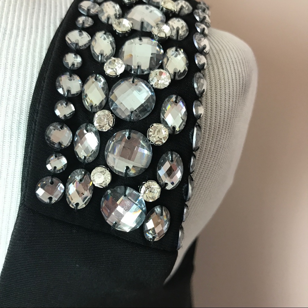 Betsy & Adam Dress Size 4 Black Rhinestone Strap - Picture 6 of 7