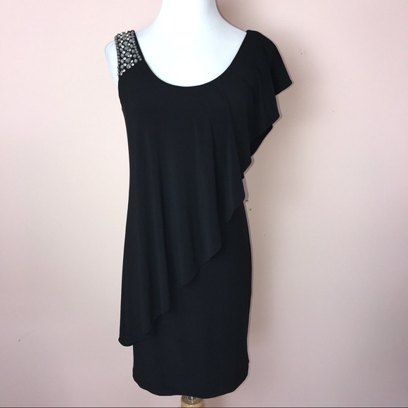 Betsy & Adam Dress Size 4 Black Rhinestone Strap - Picture 2 of 7