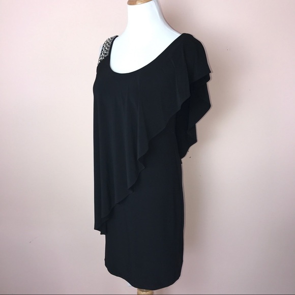 Betsy & Adam Dress Size 4 Black Rhinestone Strap - Picture 3 of 7