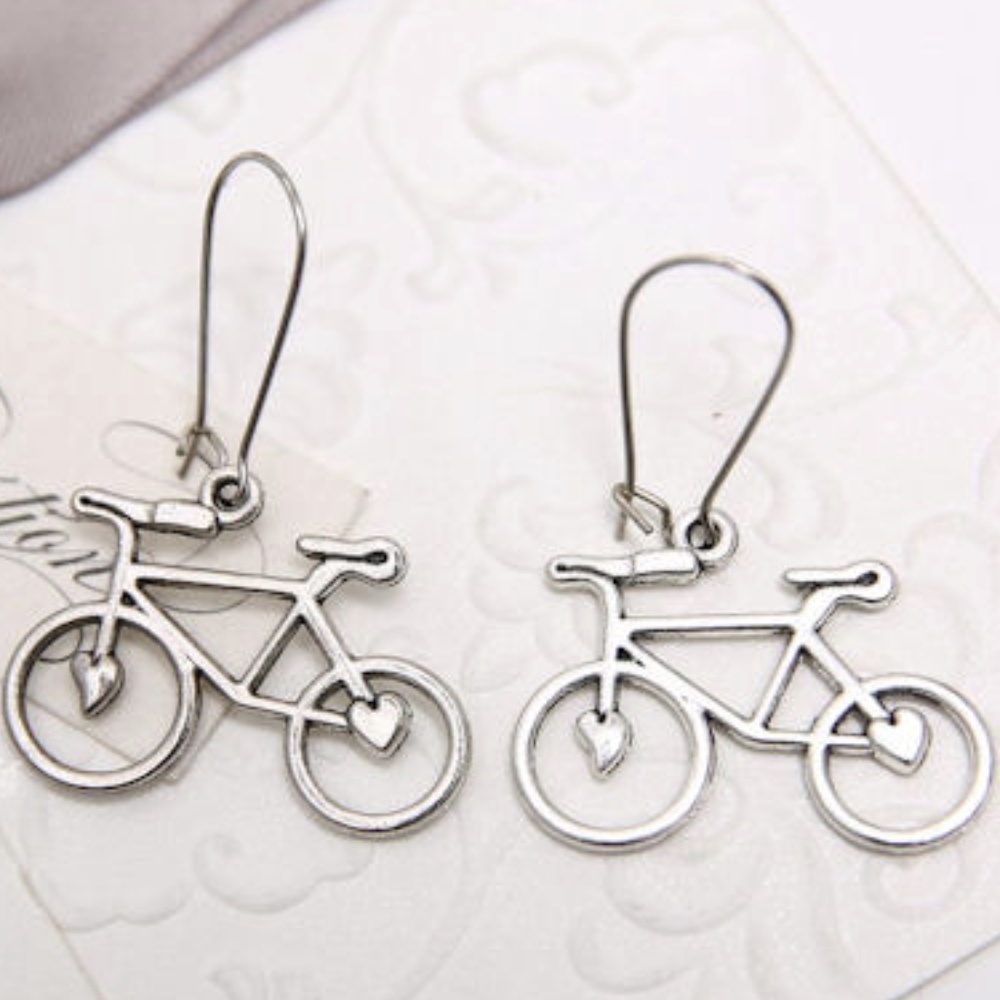 Darling Heart Bicycle Dangle Earrings