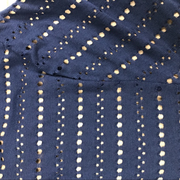 Navy Tan Brown Eyelet Striped Babydoll Sundress - Picture 4 of 6