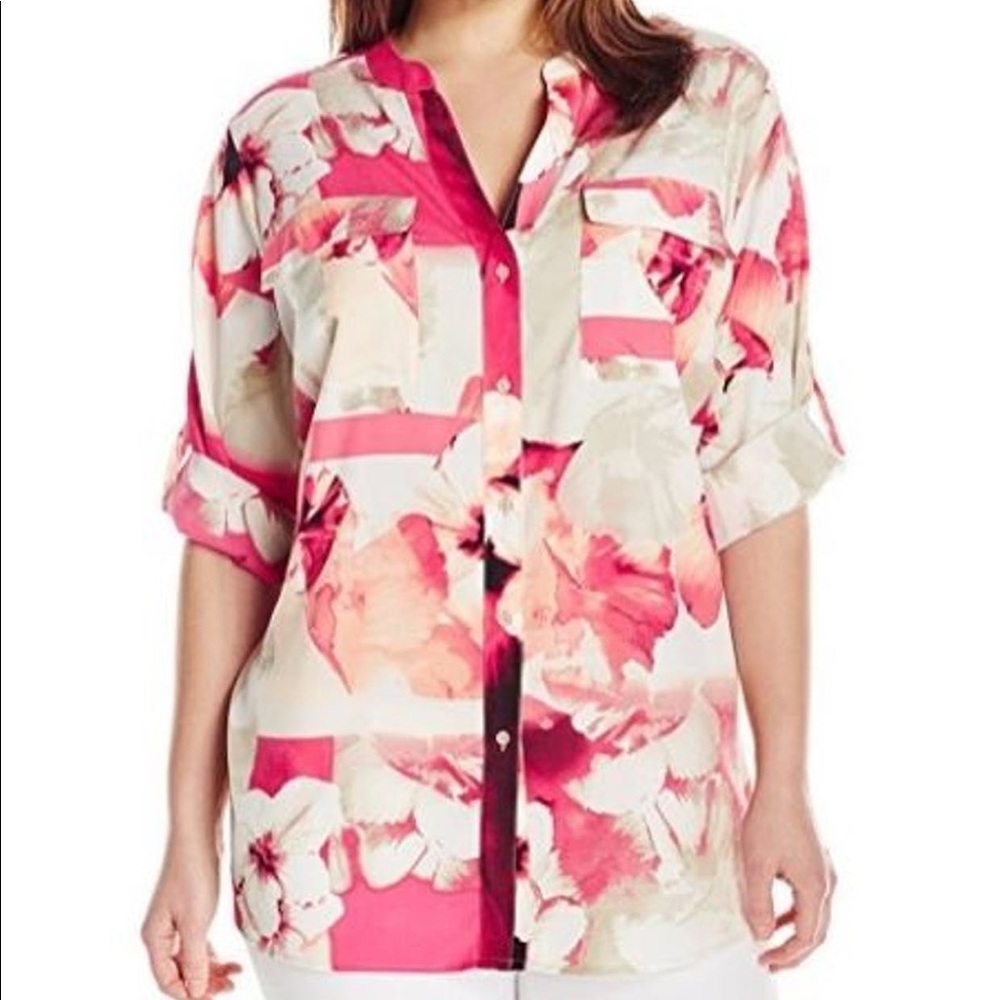 Floral-Print Blouse by Calvin Klein