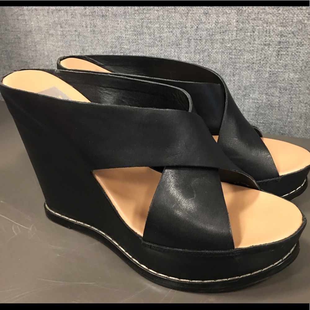 Dolce Vita black leather wedges