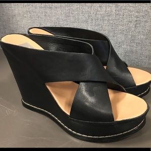 Dolce Vita black leather wedges