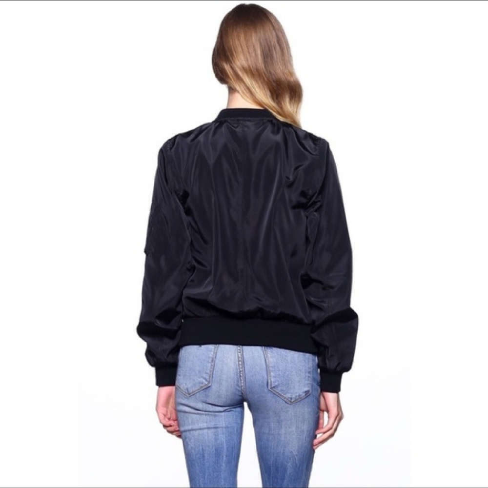 Floral Embroidered Satin Bomber Jacket - Picture 2 of 2