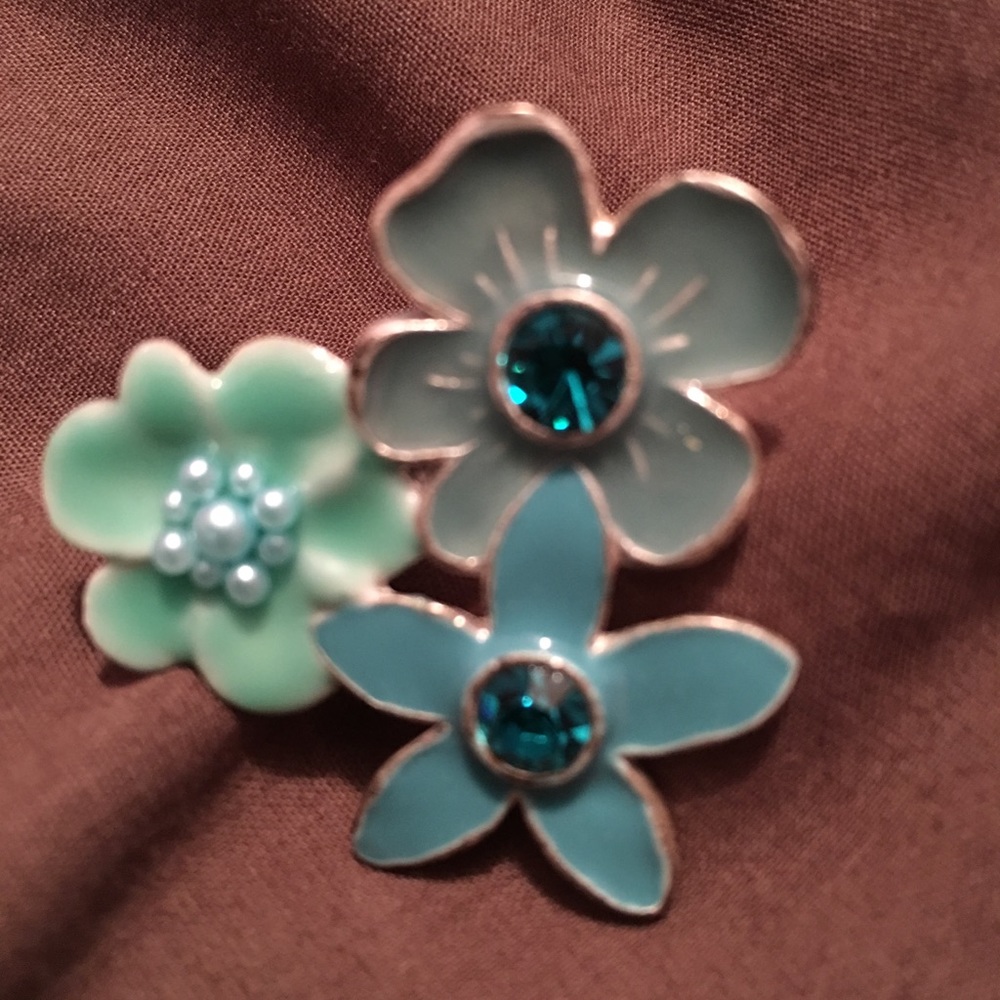 LASTCHANCE Blue&mint flowers ring- costume jewelry