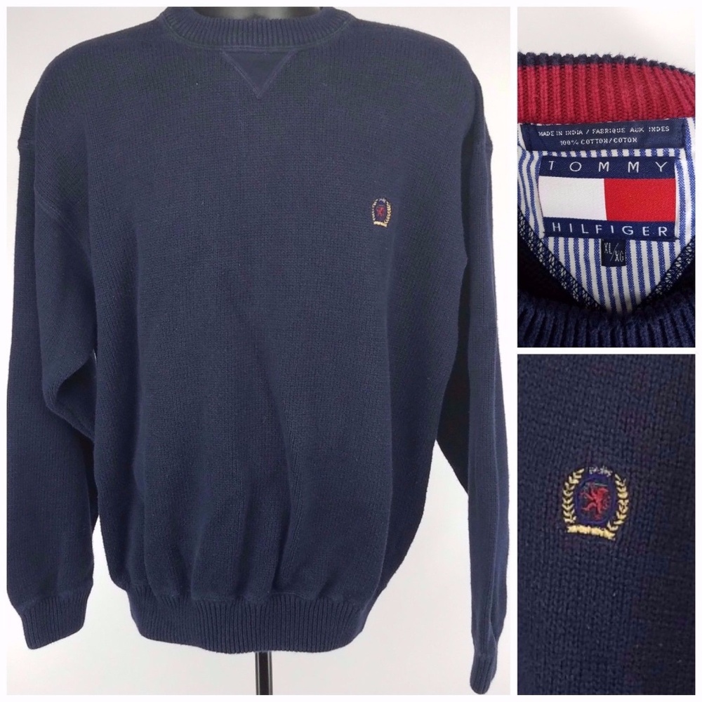 Vintage Tommy Hilfiger Men's Sweater Crest Flag