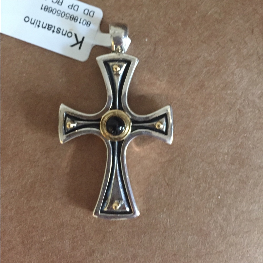 KONSTANTINO CROSS PENDANT WITH BLACK ONYX