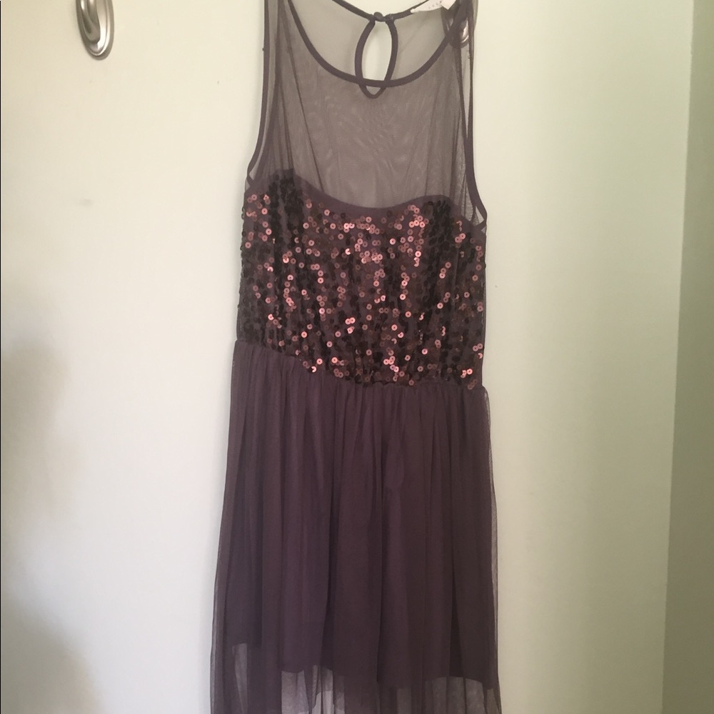 Sequin mesh high low dress