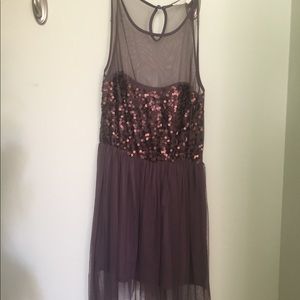 Sequin mesh high low dress