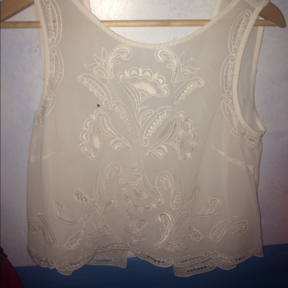 white flowy lace shirt