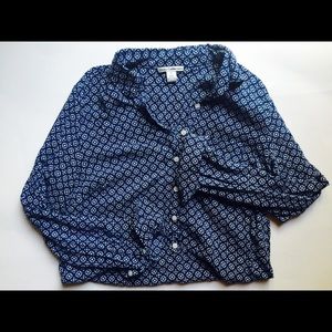 Satiny 3/4 button down shirt