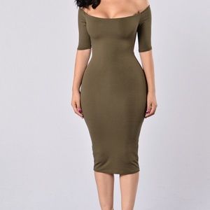 Green Off shoulder dress