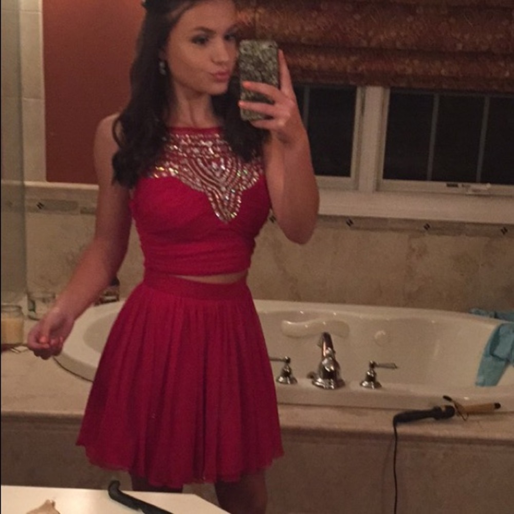 Two piece red cocktail/homecoming dress