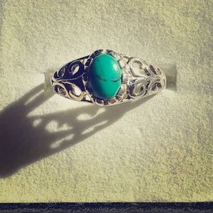 Turquoise filigree sterling silver ring