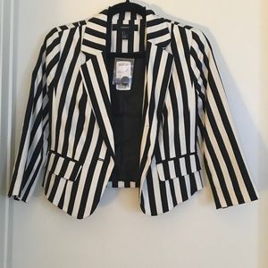 Black and White Striped Blazer