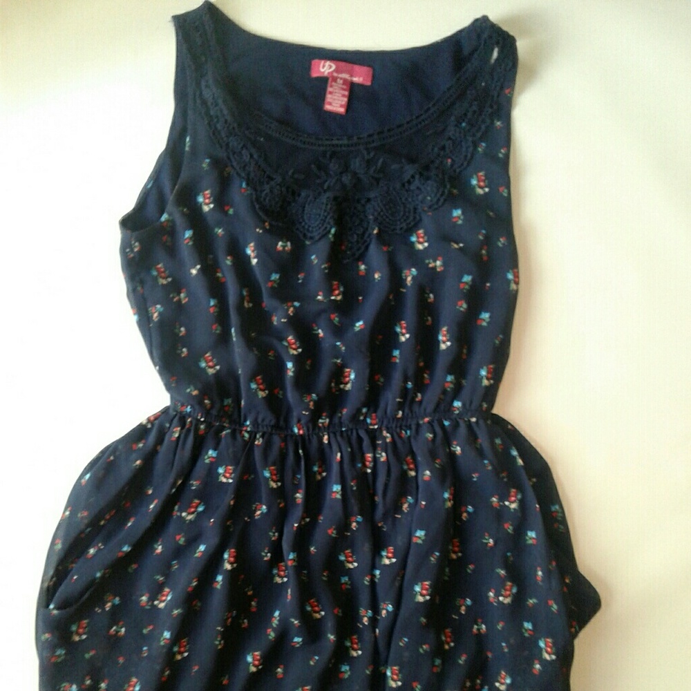 Navy Floral Lace Dress