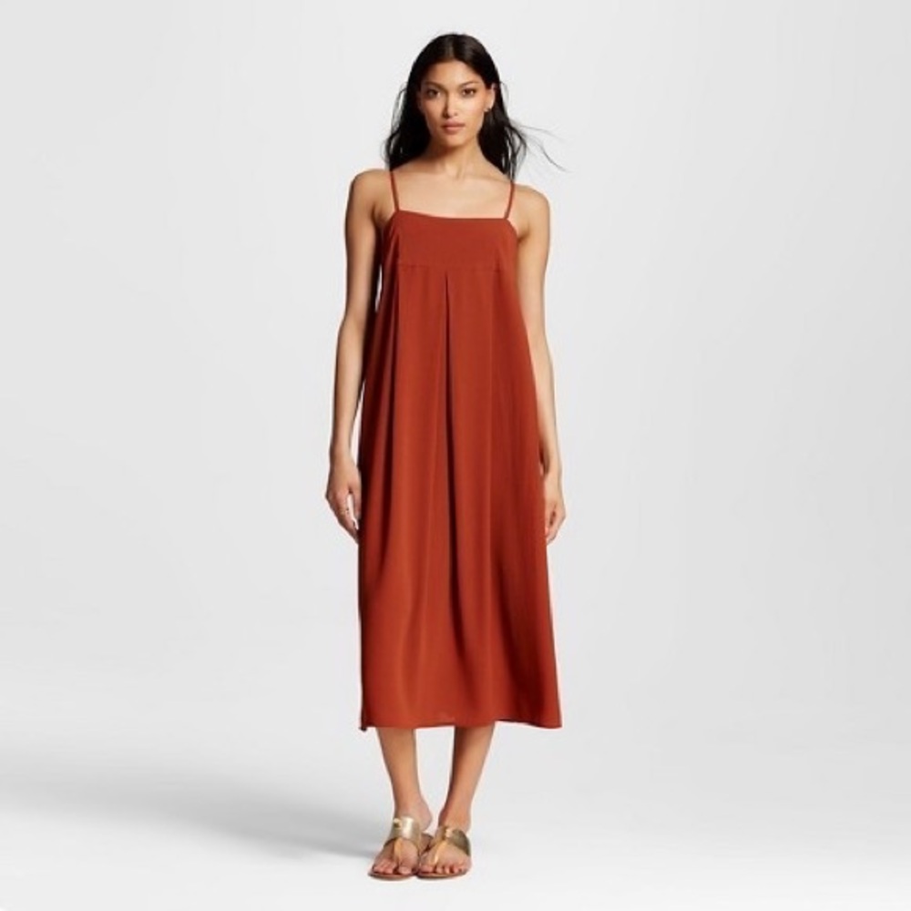 WhoWhatWear Black Midi Slip Dress- BLACK